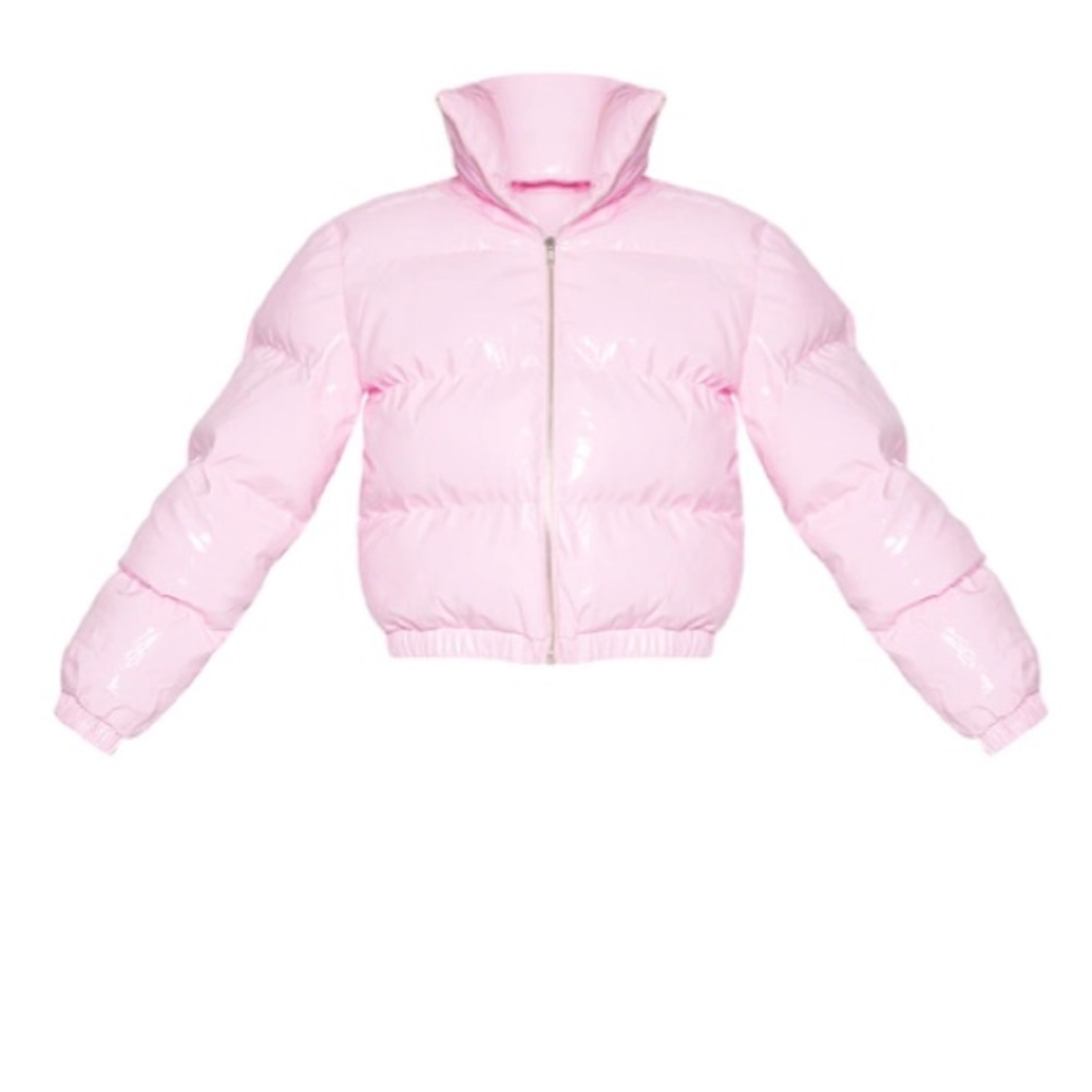 PrettyLittleThing Pink Vinyl Puffer Size 0